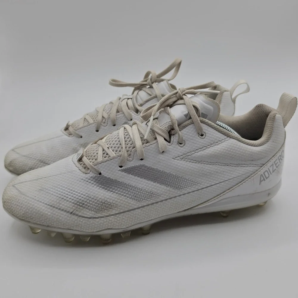 Adidas Adizero Football Cleats Mens 11 White IF2449 Low Top Athletic Shoes